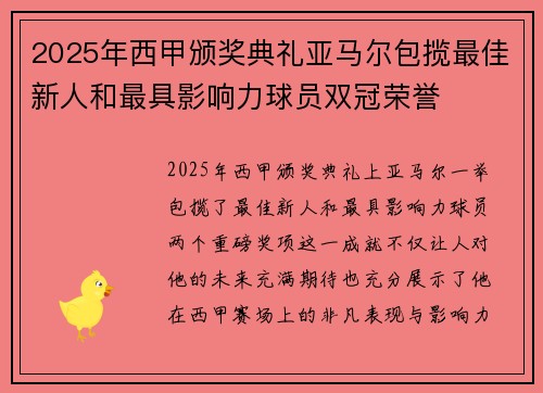 2025年西甲颁奖典礼亚马尔包揽最佳新人和最具影响力球员双冠荣誉 2025年西甲颁奖典礼亚马尔包揽最佳新人和最具影响力球员双冠荣誉